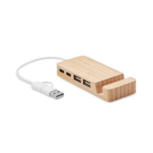 4-portowy bambusowy hub USB Drewna MO2144-40 